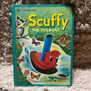 Vintage Hardcover Oversized Scruffy the Tugboat Book by Golden Books